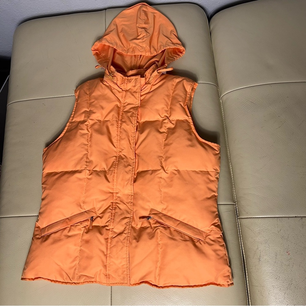 Vintage‎ TALBOTS Orange Hooded Puffer Vest Size S petite  warm comfy outdoor